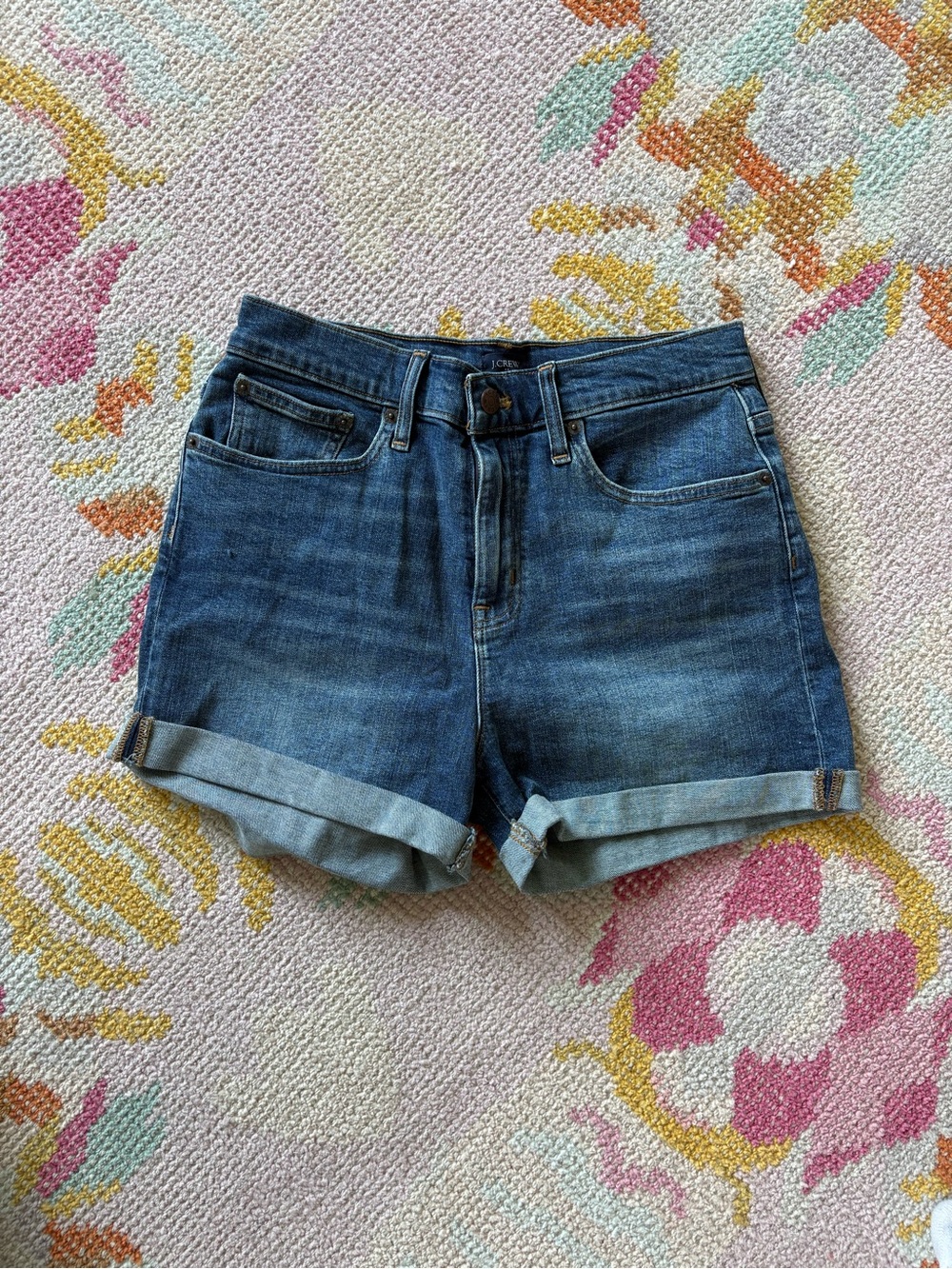 J. Crew Medium Blue Rolled-Hem Denim Shorts